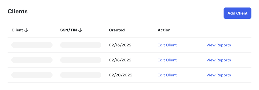 image of the client management dashboard in the Traderfyles app